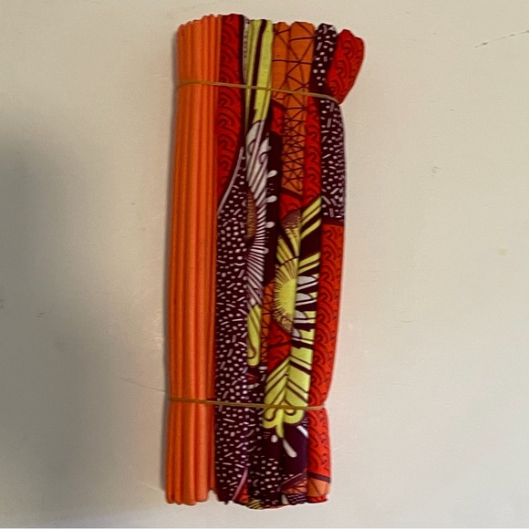 Orange Multicolor Cotton Floral Print Fabric Bundle - Picture 2 of 4
